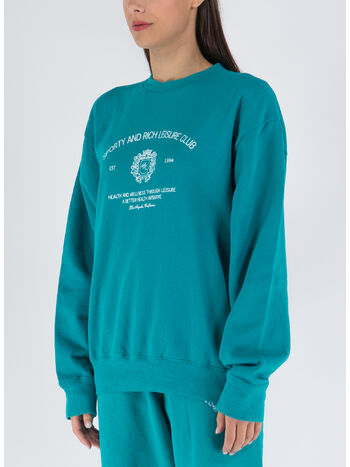 FELPA CREST GIROCOLLO, TEAL TEAL / WHITE, small