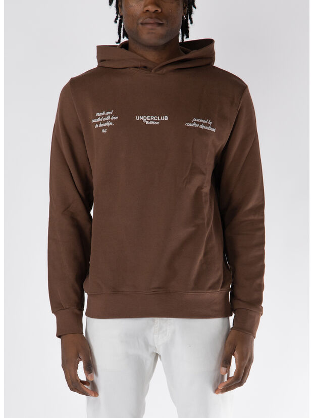 FELPA HOODIE CON STAMPA GRAFICA, MARRONE, large