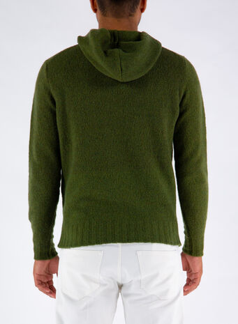 MAGLIONE CON CAPPUCCIO, 580VERDEMILITARE, small