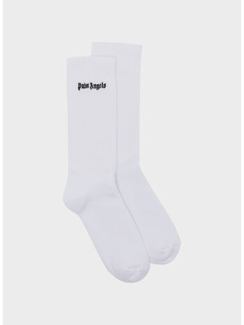 CALZINI CON LOGO CLASSICO RICAMO, 0110 WHITE BLACK, small
