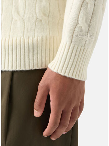 MAGLIONE REGENT BRAID WOOL, 00023M 10 OFF WHITE, small