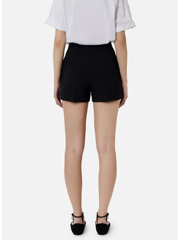 SHORT IN CRÊPE CON PLACCA LOGO, 110, small