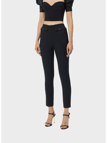 PANTALONE IN DOPPIO CRÊPE, 110 NERO, small