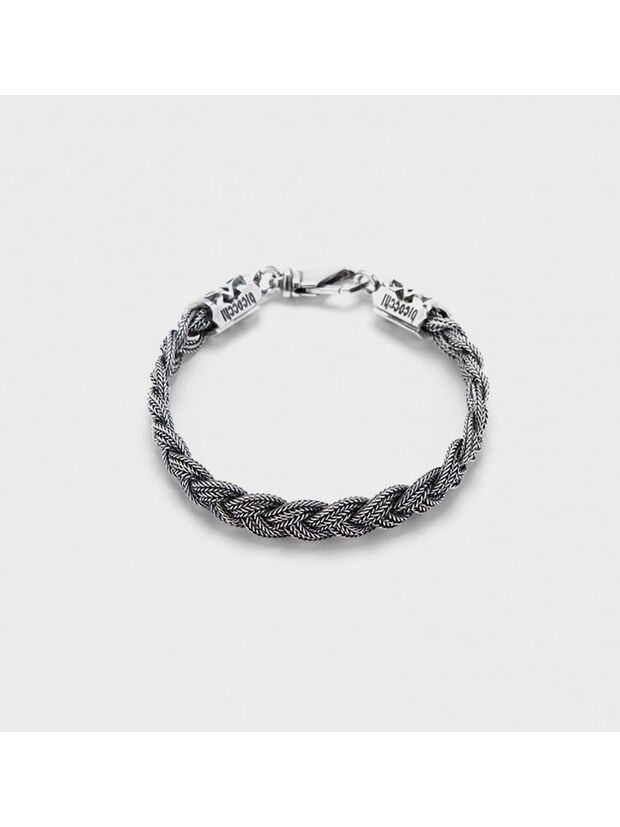 BRACCIALE 6-T FLAT BRAIDED BRACELET, SILVER, large