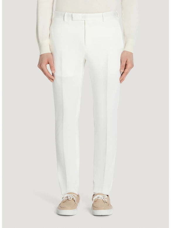 PANTALONE CHINO DIECI CON PINCES, 0010 BIANCO, medium