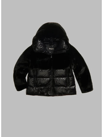 GIUBBOTTO IN NYLON CON PELLICCIA ECO FANEVIL, 390 JAVA MARRONE, small