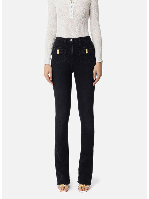 JEANS CON TASCHINI E DETTAGLI A FIOCCO, , large