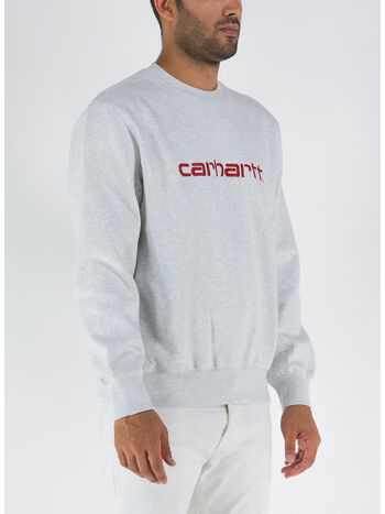 FELPA CON LOGO RICAMATO, 10GXX ASH HEATHER/ROCKET, small