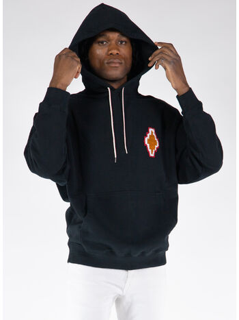 FELPA HOODIE MACRAME CROSS PATCH, 1023 BLACK DARK, small