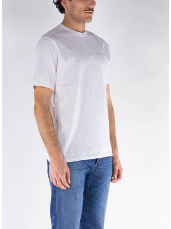 T-SHIRT GIROCOLLO, WHITE/PEACOCK GREEN, small