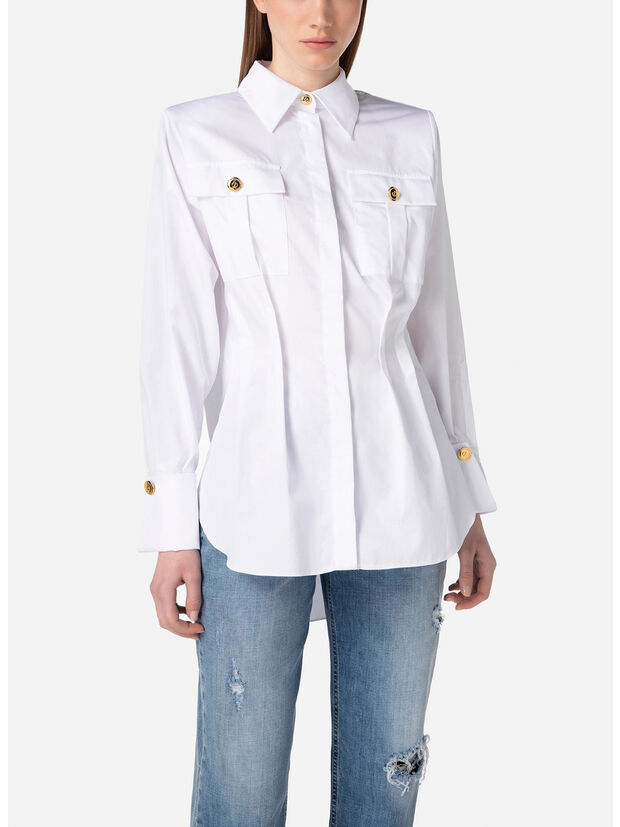 CAMICIA OVER IN POPELINE, 100 BIANCO, large