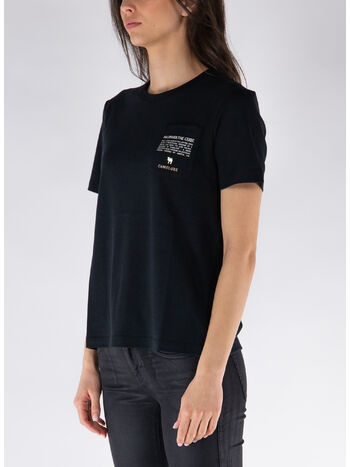 T-SHIRT IN JERSEY CON TASCHINO, 019 BLACK, small
