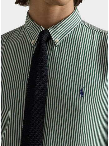 CAMICIA A RIGHE CON LOGO, 4655C PINE/WHITE, small