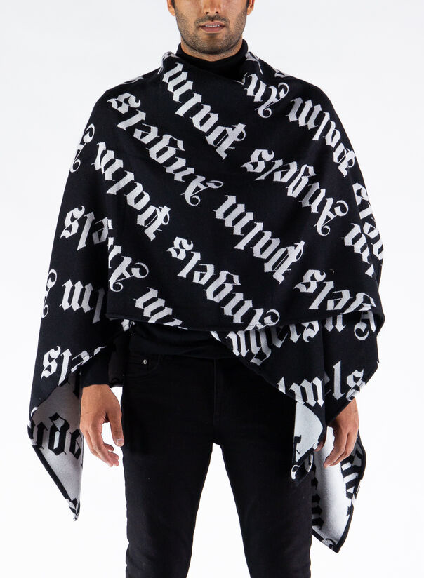 MANTELLA LOGO KNITTED CAPE, BLACK/WHITE, large