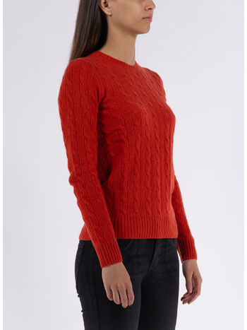 MAGLIONE TRECCIATO, FADED RED, small
