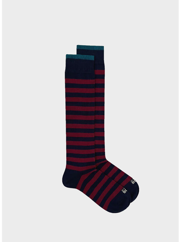 CALZA STRIPE RUGBY UNISEX, 0328 BLU / BORDEAUX, large