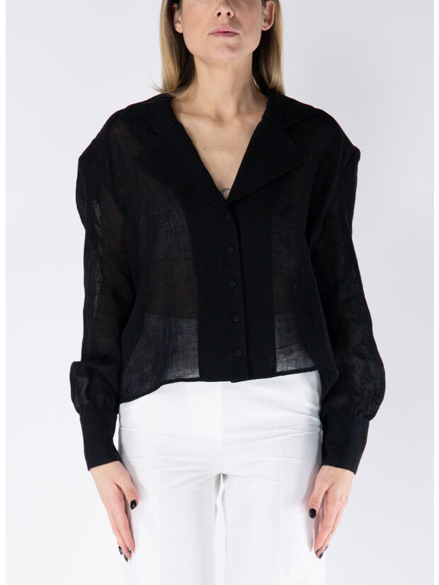 CAMICIA CON COLLO REVERS, 9000 NERO, large