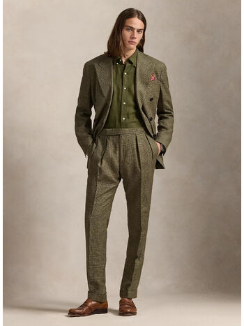 CAMICIA IN LINO SLIM-FIT, NEW OLIVE, small