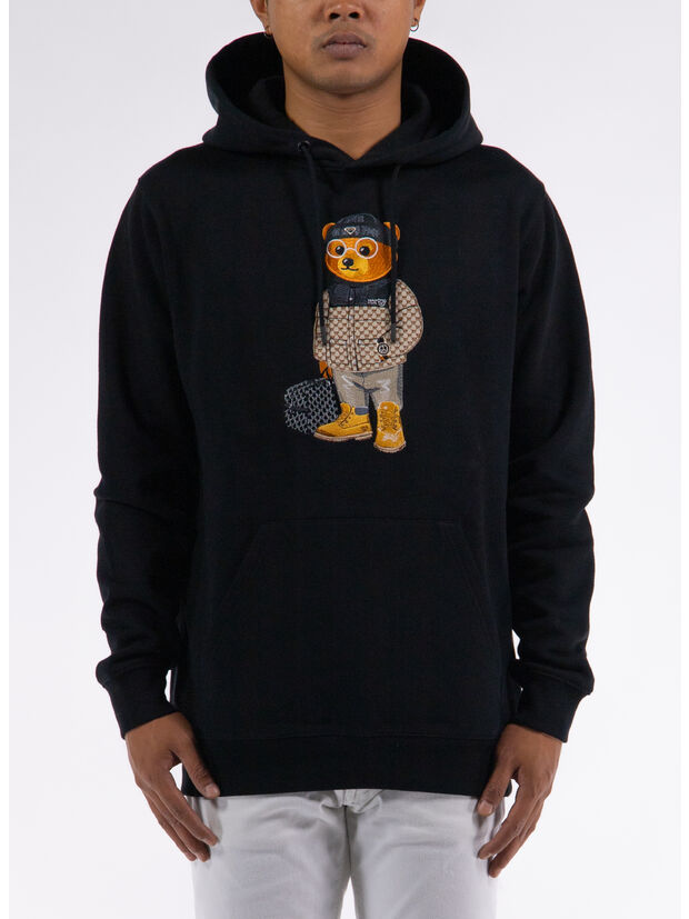 FELPA HOODIE FILOU EMBROIDERED, 01 BLACK, large