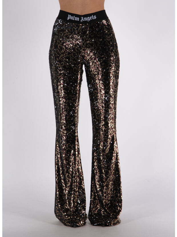 PANTALONE LOGO TAPE SEQUINS FLARE, , large