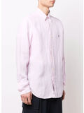 CAMICIA A RIGHE IN LINO, PINK/WHITE, thumb