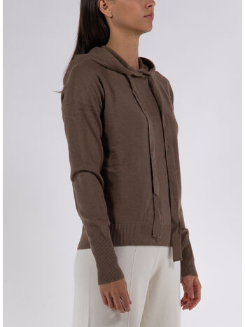 MAGLIA CON CAPPUCCIO, TORTORA, small