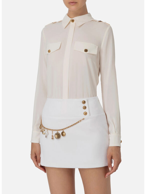CAMICIA IN VISCOSA CON TASCHE, 193 BURRO, medium