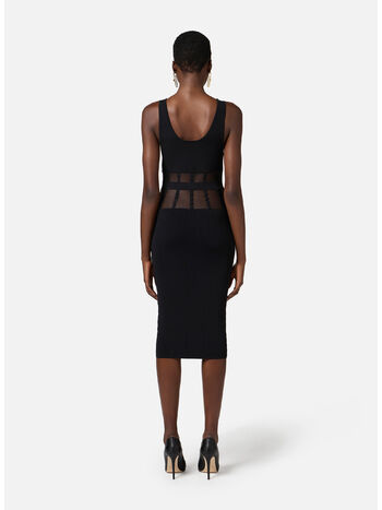 ABITO IN VISCOSA CON TAGLI CORSETTERIA, 110 NERO, small