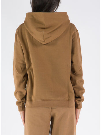 FELPA CON CAPPUCCIO E LOGO, V1 MARRONE CAFFE', small