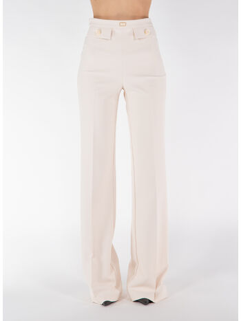 PANTALONE A PALAZZO IN CRÊPE STRETCH CON PATTE, 193, small