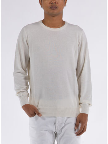 MAGLIONE GIROCOLLO RASATO, 01 BIANCO, small