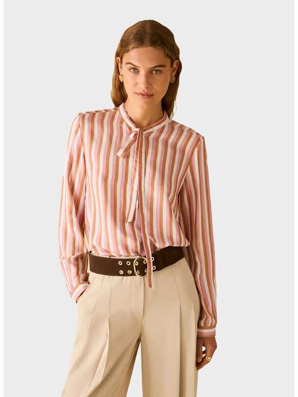 CAMICIA IN TWILL FLUIDO, 002 FONDO BIANCO, medium
