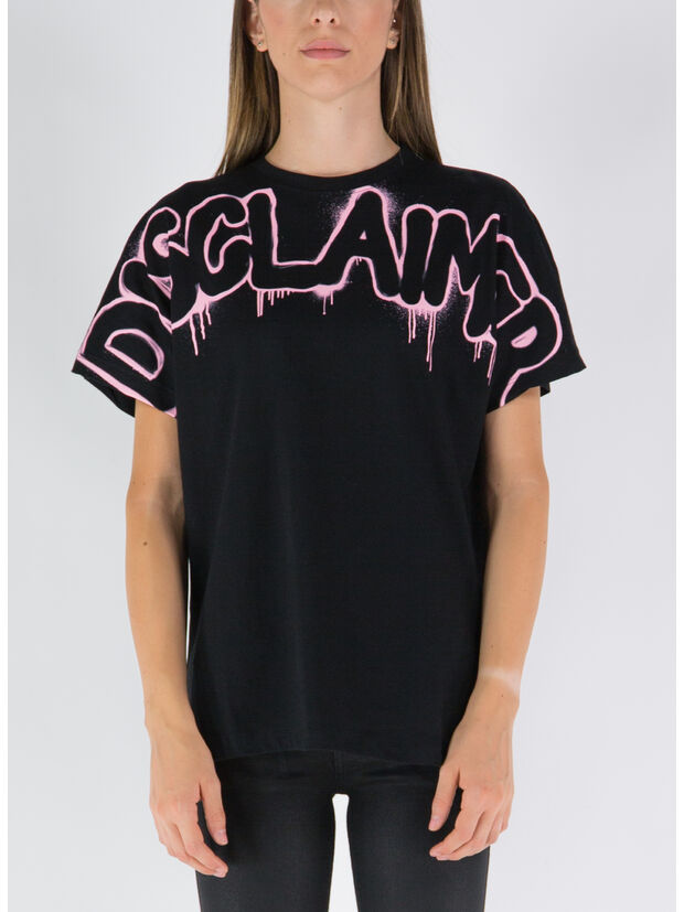 T-SHIRT CON STAMPA, NERO-STAMPA ROSA, large