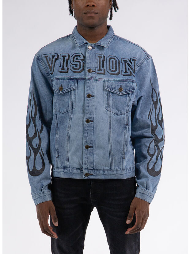 GIACCA DENIM FLAMES, BLUE, large