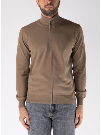 MAGLIONE FULL ZIP A COLLO ALTO, 190 CANAPA, small