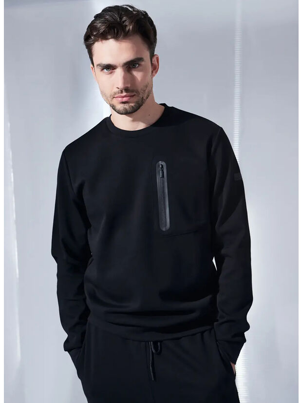 FELPA PIQUET ZIP, NERO, large