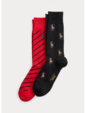 CALZINI POLO 2 PAIA, BLACK RED, thumb