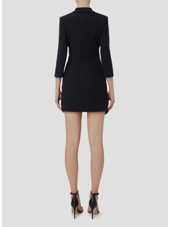 ABITO ROBE MANTEAU IN CRÊPE STRETCH ASIMMETRICO, 110 NERO, small