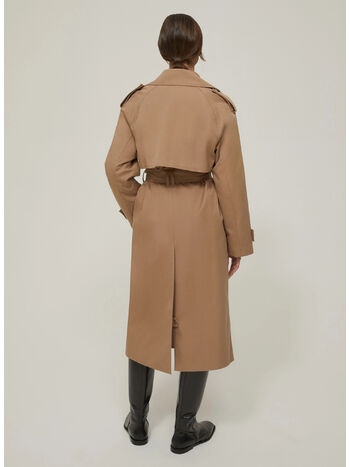TRENCH DOPPIOPETTO IN GABARDINE, 001 CAMMELLO, small