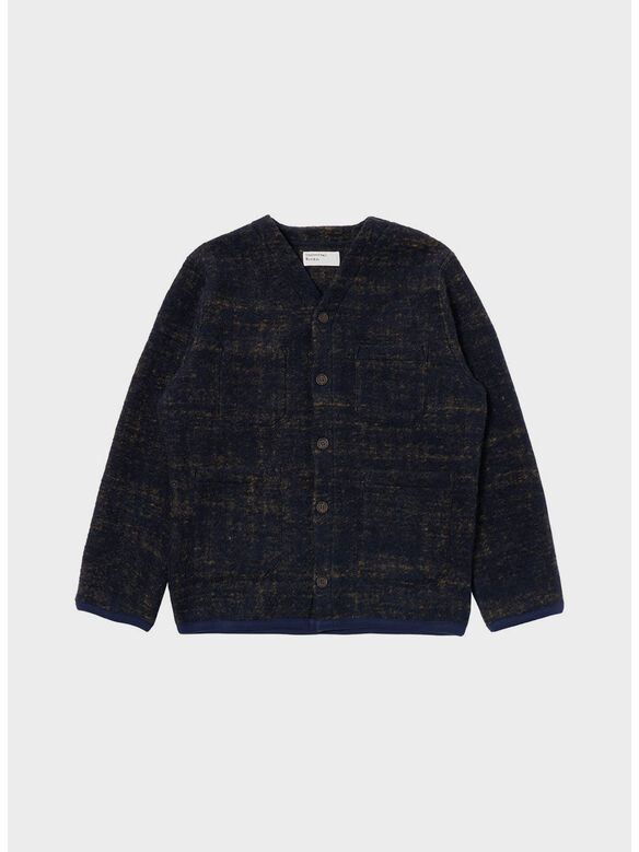 CARDIGAN MARBLE FLEECE, NAVY, medium