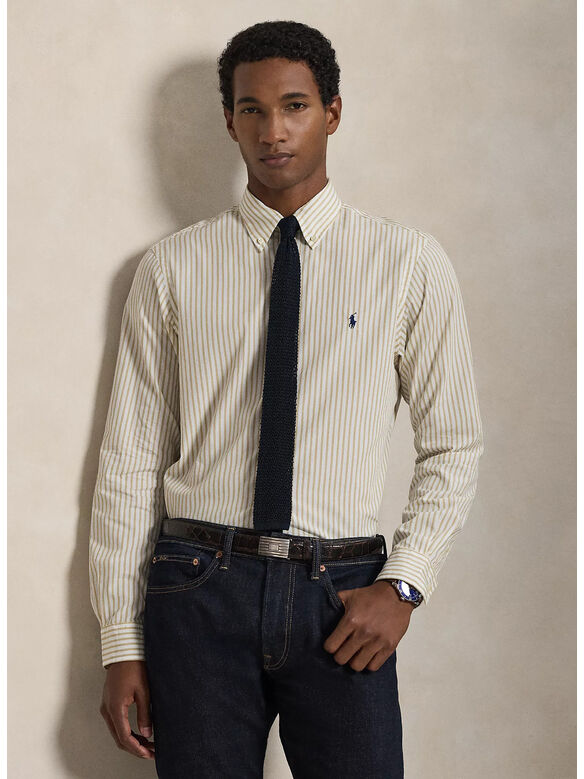 CAMICIA IN POPELINE A RIGHE, 3249G WHITE COASTAL BEIGE, medium