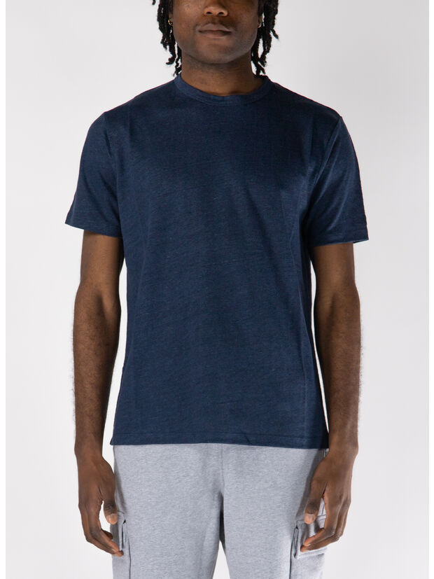 T-SHIRT A MANICA CORTA ECSTASEA IN JERSEY LINO, 00151H 61 BLUE NAVY, large