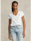 T-SHIRT IN JERSEY CON SCOLLO A V, WHITE, thumb