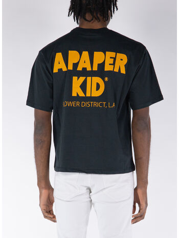 T-SHIRT GIROCOLLO CON STAMPA POSTERIORE, 110 BLACK, small