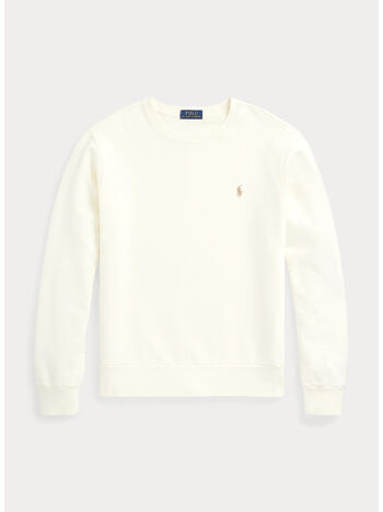 FELPA GIROCOLLO CON LOGO RICAMATO, CLUBHOUSE CREAM, small