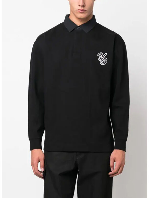 CAMICIA RUGBY LS, BLACK/BLACK, medium