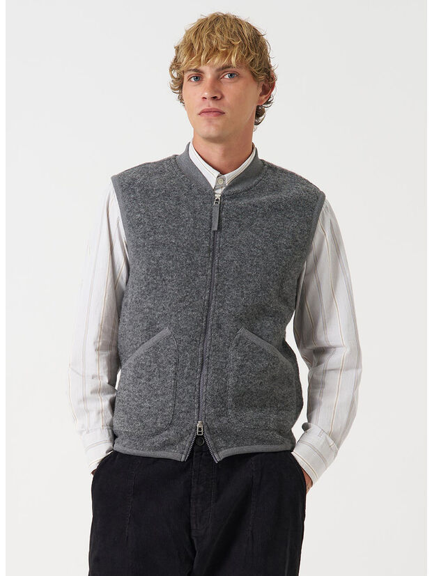 GILET ZIP WAISTCOAT, GREY MARL, large