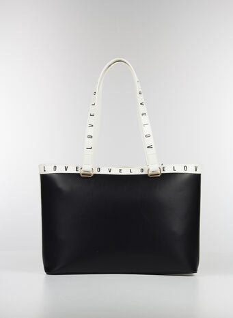 BORSA SHOPPER CON LOGO, 000NERO, small