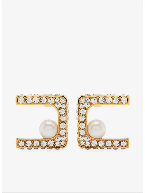 ORECCHINI CON STRASS E PERLE, 610 ORO, medium