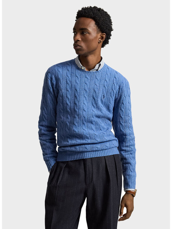 MAGLIONE TRECCE, BLUE BORAGE HEATHER, medium